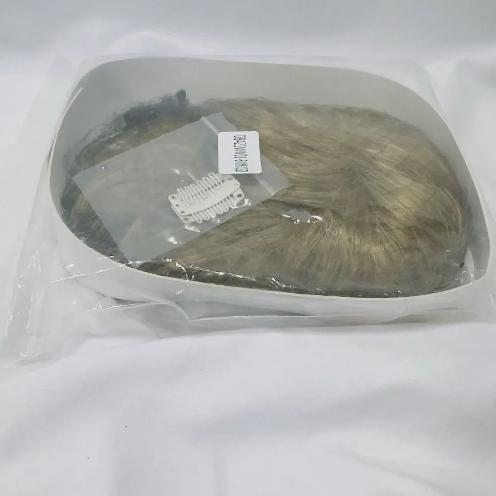 Synthetic Hair Piece Clip On Blonde Topper Hairpiece Netting Covers Hair Loss